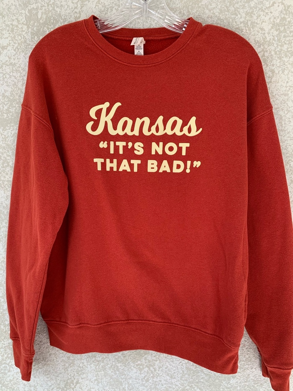 Bella Canvas Red Crewneck with Cream Kansas Script